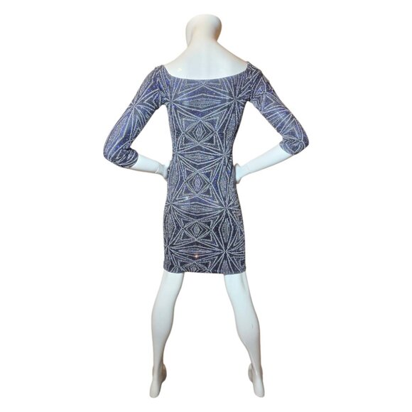 IRIS Black Shimmer Iridescent Mini Bodycon Club Dress sz M - Picture 5 of 11